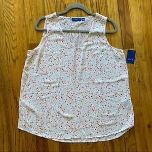 Hearts on White Patterned Tank Top Blouse